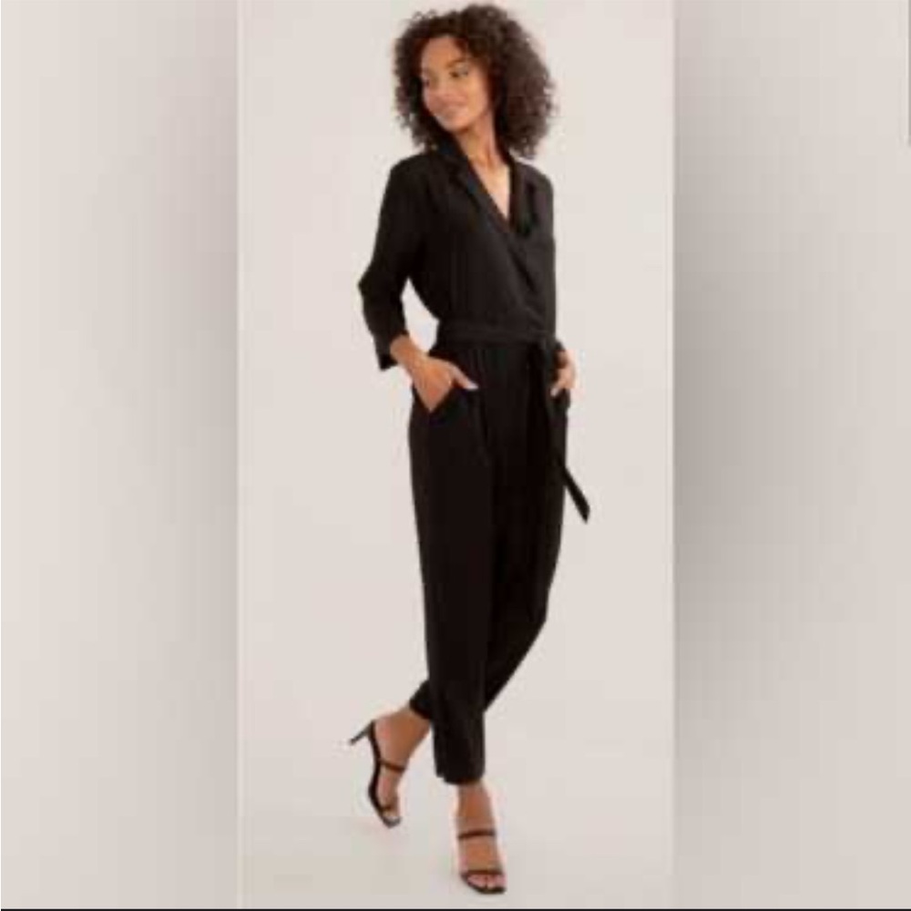 Modern Citizen Black Wrap Front Belt Jumpsuit Size Medium